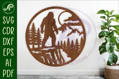 Bigfoot Moonlight Forest Wall Sign SVG Night Sasquatch Laser Product Image 1
