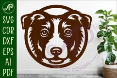 Border Collie Dog SVG Laser Cut File, Dog Face Wall Art Product Image 1