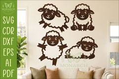 Cute Sheep Silhouettes SVG Farm Animal Laser Cut Files 1 Product Image 1