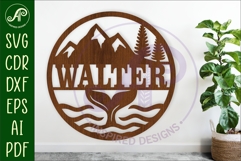 Whale tail name sign svg laser cut template Product Image 1