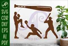 Baseball silhouettes laser cut outs SVG 1 Product Image 1
