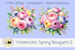 Spring PNG Watercolor Bouquets 2 Product Image 2