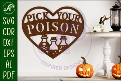 Pick your poison Halloween heart laser cut wall sign Product Image 1