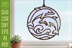 Dolphin Suncatcher SVG | Ocean Window Hanger Laser Cut File Product Image 1