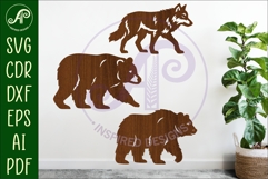 Bears and Wolf silhouette laser cut outs SVG files Product Image 1