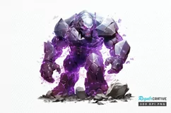 Fantasy Golem with an Purple Aura PNG Clipart Product Image 1