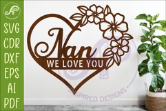 Nan We love you heart wall sign laser cut file Product Image 1