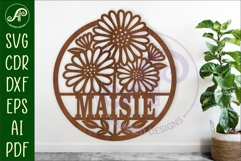 Daisies name sign design for laser cutting Product Image 1