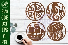 Ocean, nautical Coasters, laser cut out beach designs 4 Product Image 1