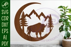Crescent Moon Bison animal wall sign Product Image 1