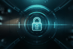 A glowing digital lock surrounded by binary code symbolizing Product Image 1