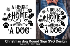 Christmas Dog Round Sign SVG Design - Christmas Door Sign Product Image 2