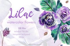 Lilac Watercolor Flowers for Sublimation. Product Image 1