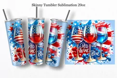 Patriotic Tumbler Wrap, Tumbler Wrap 20oz, Wine Product Image 1
