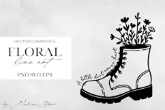 Floral Line Art Clipart | Wildflower SVG, PNG, EPS. Product Image 1