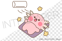 Pink axolotl lying down and feeling air conditioning breeze Product Image 1