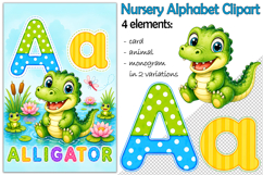 Nursery Alphabet Clipart, Flashcard Letter A, Monogram PNG Product Image 1