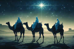 Three Kings Day, camels in desert, star of Bethlehem Product Image 1