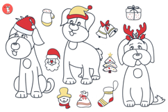 A set of dogs in festive Christmas hats Product Image 2