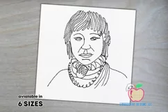 A sketch of the African woman Line Art Product Image 1