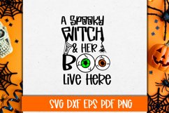 A Spooky Witch and Her Boo Live Here Welcome SVG Cut file Product Image 1