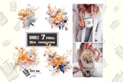 Bouquet Gold Flowers Clipart Bundle Sublimation PNG Product Image 1