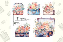 watercolor flower suitcase rustic clipart bundle sublimation Product Image 1