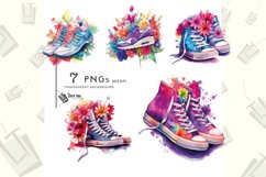 watercolor sneakers clipart bundle png sublimation pod Product Image 1