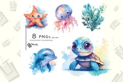 watercolor under the sea png clipart sublimation bundle pod Product Image 1