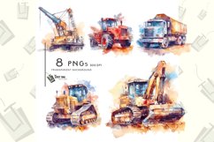 watercolor Construction vehicles clipart bundle sublimation Product Image 1