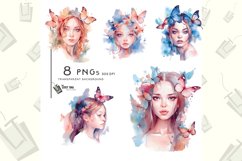 watercolor flower butterfly queen clipart bundle sublimation Product Image 1
