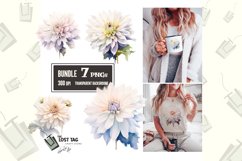watercolor white dahlia clipart bundle sublimation png Product Image 1