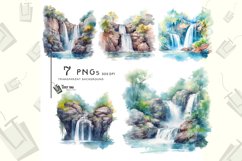 watercolor waterfalls clipart png landscape sublimation Product Image 1