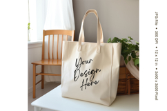 Canvas Tote Bag Mockup Shopping Bag White Natural Blank_5 Product Image 1