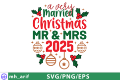 A Very Married Christmas Mr &amp; Mrs 2025 Holiday Wedding SVG Product Image 1