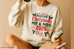 A Very Married Christmas Mr &amp; Mrs 2025 Holiday Wedding SVG Product Image 2