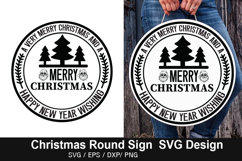 Christmas Round Sign SVG Design - Candy Cane Wishes and Product Image 2