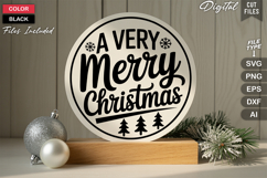 A Very Merry Christmas SVG | Christmas Round Sign SVG | Xmas Product Image 3