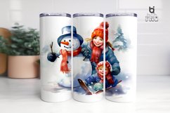 A watercolor clipart of a cute snowman Tumbler Design Product Image 13