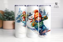 A watercolor clipart of a cute snowman Tumbler Design Product Image 3
