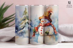 A watercolor clipart of a cute snowman Tumbler Design Product Image 4