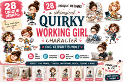 Whimsical Quirky Working Girl PNG Clipart Bundle Product Image 1