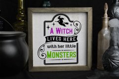 a witch lives here with her little monsters colored version
