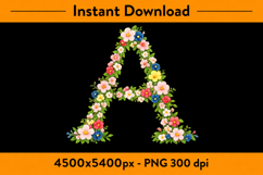 A-Z Floral Alphabet PNG Design Flower Letter Designs