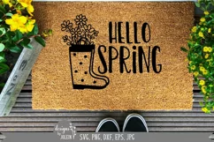Hello Spring svg, Floral Rain Boots, Farmhouse svg Product Image 7