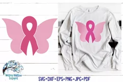 Breast Cancer Ribbon Butterfly SVG | Survivor Shirt Product Image 1