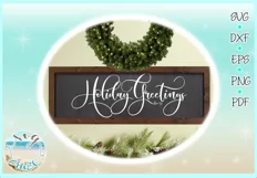 Holiday Greetings Horizontal Wood Sign SVG Dxf Eps Png PDF Product Image 3
