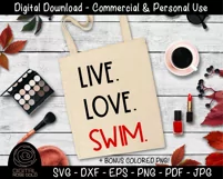 Live Love Swim - Swimming Ocean Waves SVG, Pool Party SVG Product Image 3