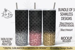 20 oz Skinny Tumbler Sublimation Design Bundle Black Glitter Product Image 1