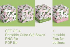 Printable Light Pink Roses Cube Gift Boxes Set of 4 Product Image 2